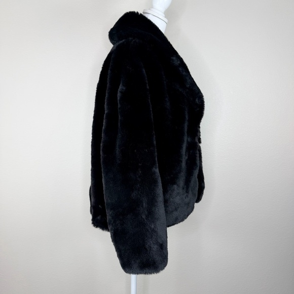 Love Token Black Faux Fur Collared Long Sleeve Jacket Coat Sz M - Picture 9 of 13
